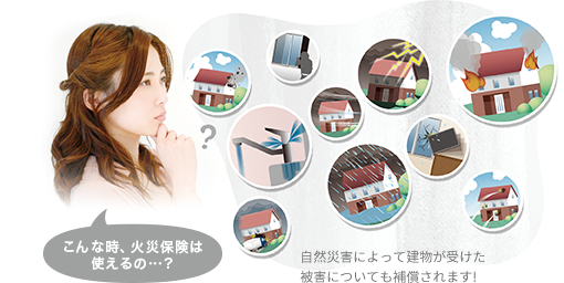 こんな時、火災保険は使えるの…? 自然災害によって建物が受けた被害についても補償されます!